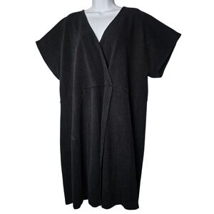 Madewell Charcoal Textured Gauze Midi Dress L Minimalist Capsule Lagenlook